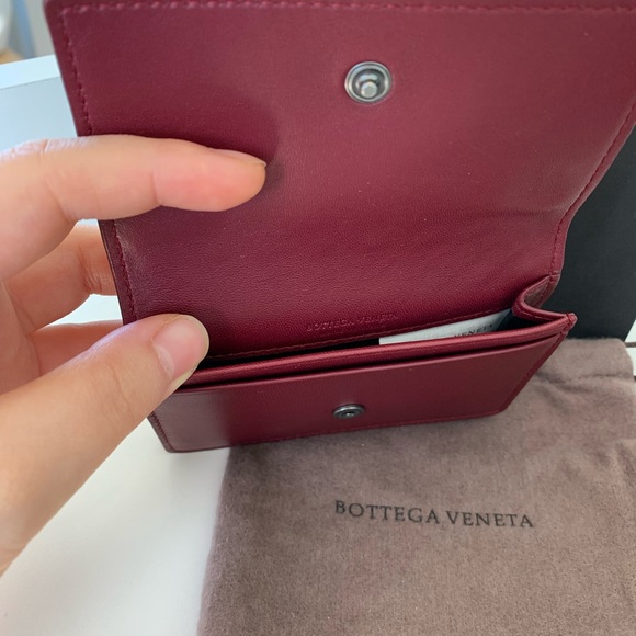 Burgundy Bottega Veneta Card Holder - Picture 3 of 4